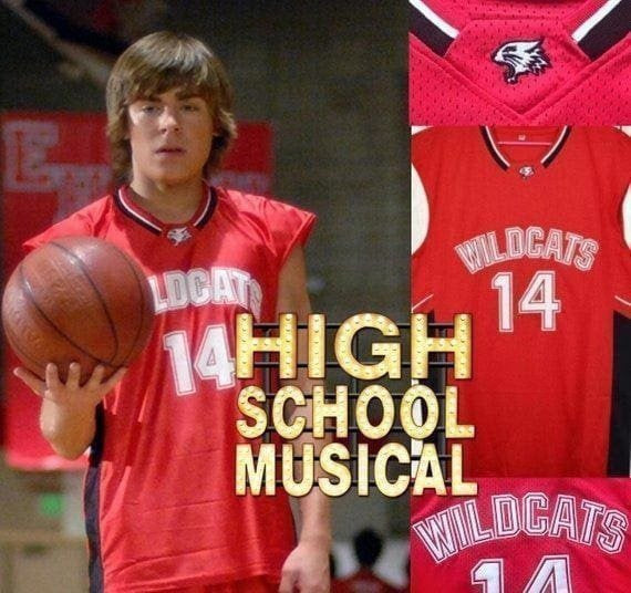 Troy Bolton (Zac Efron) #14 East Wildcats High School Movie Jersey - HaveJerseys