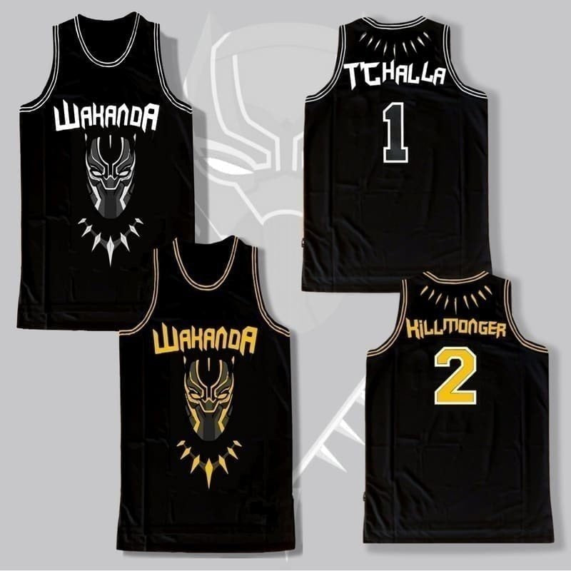  DESIGNER Mens Black Panther #1 T'Challa Shirts #2 Killmonger  Sport Shirt Retro Basketball Jersey S/M/L/XL/XXL/XXXL (#2 Killmonger,  Small) : Clothing, Shoes & Jewelry