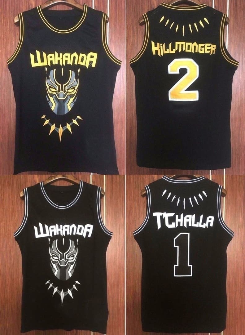 Black Panther Jersey 2 Killmonger 1 Wakanda T'Challa Stitched Basketball  Jersey