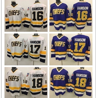 Hanson Brothers #16 #17 #18 Charlestown Chiefs "Slap Shot" Movie Hockey Jerseys! - HaveJerseys