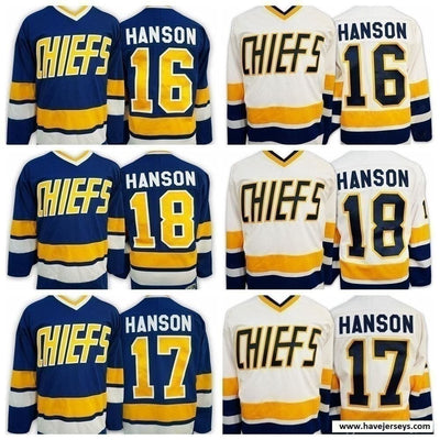 Hanson Brothers #16 #17 #18 Charlestown Chiefs "Slap Shot" Movie Hockey Jerseys! - HaveJerseys