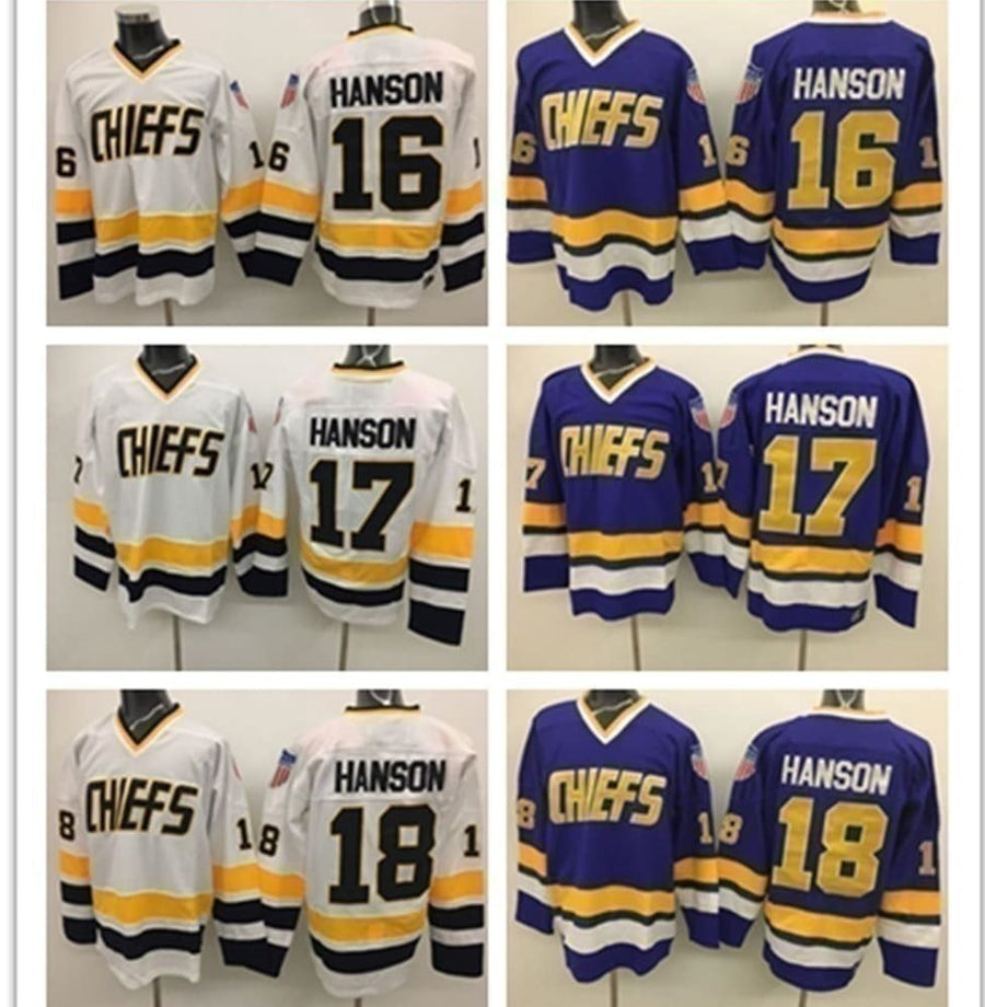 Hanson Brothers #16 #17 #18 Charlestown Chiefs "Slap Shot" Movie Hockey Jerseys!